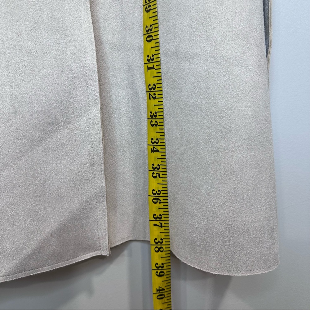 ZARA WOMAN LONG FAUX SUEDE CREAM WITH BELT VEST SIZE L - Picture 9 of 12